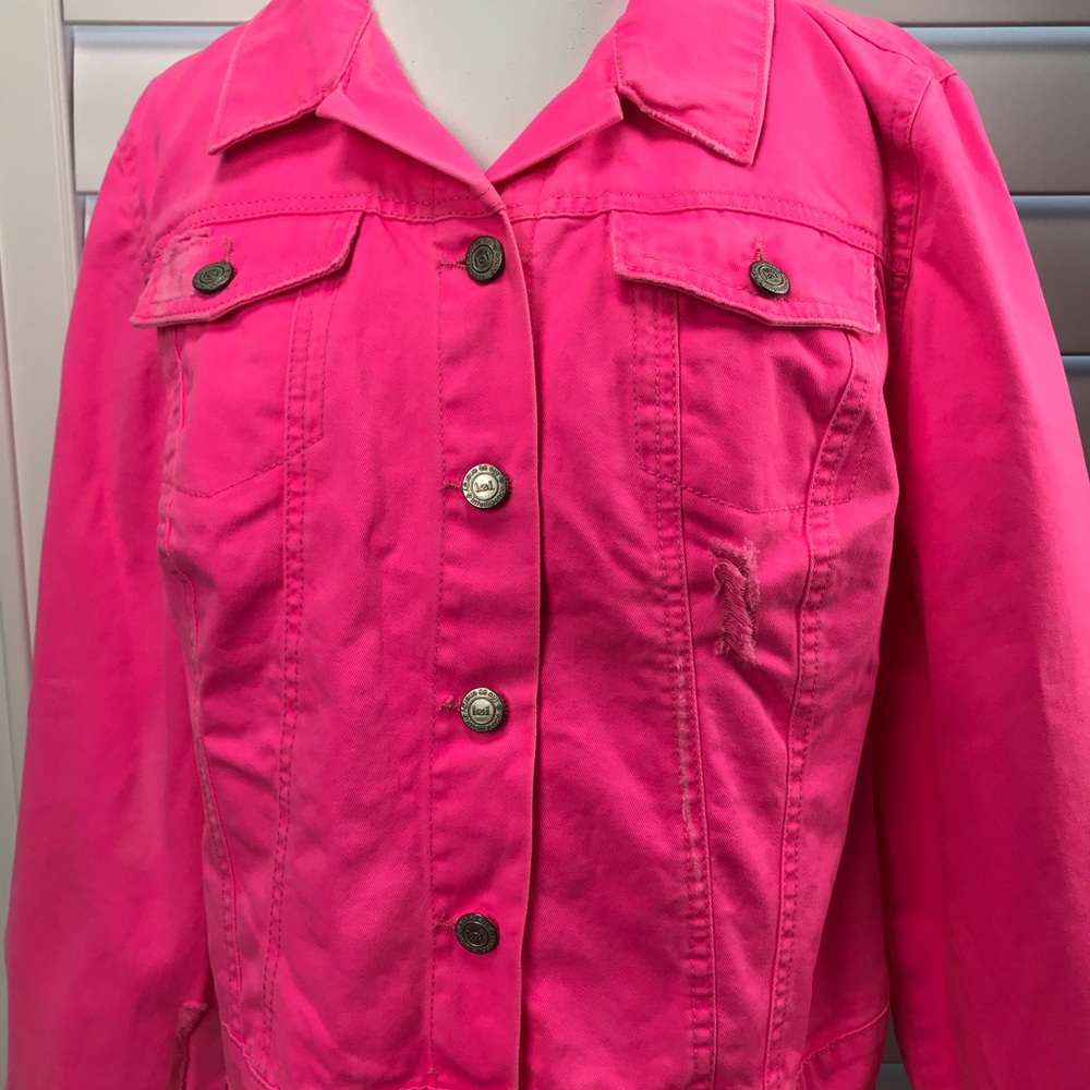 Hot Neon Pink Denim Jean Jacket